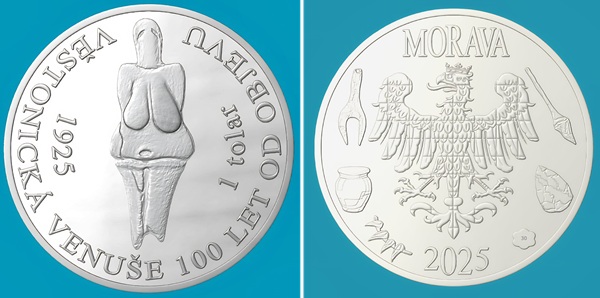 Moravský tolar 2025 k výročí 100 let od nálezu Věstonické Venuše